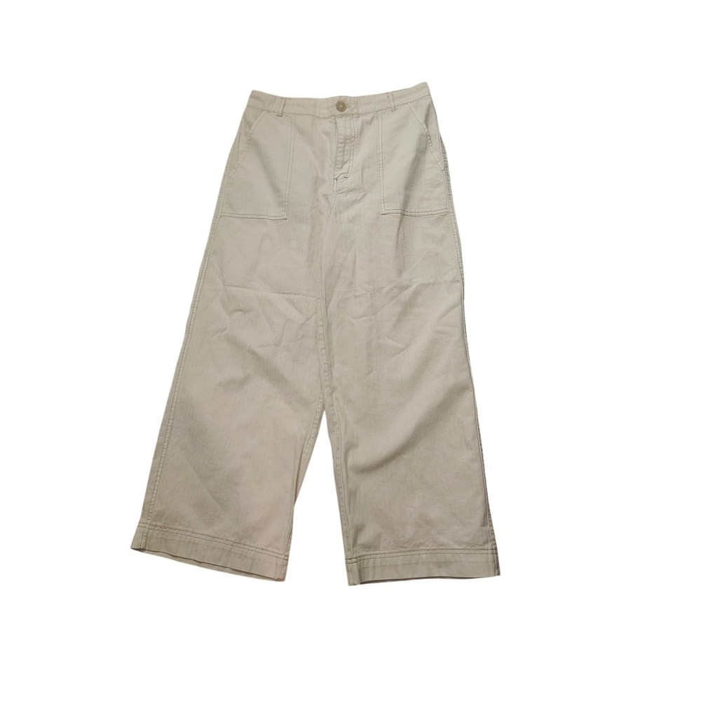 Free People Women Cream Wide Leg Utility Cropped Pants Beige Size 12